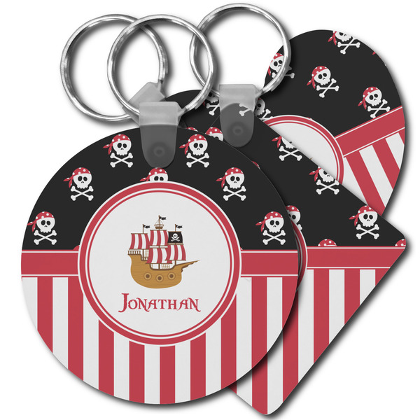 Custom Pirate & Stripes Plastic Keychain (Personalized)