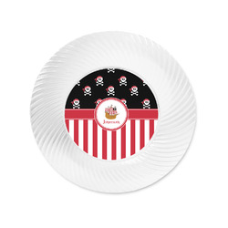 Pirate & Stripes Plastic Party Appetizer & Dessert Plates - 6" (Personalized)