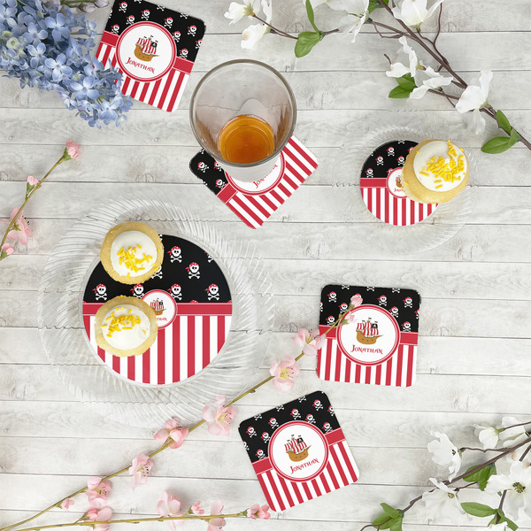 Pirate & Stripes Plastic Party Appetizer & Dessert Plates - In Context