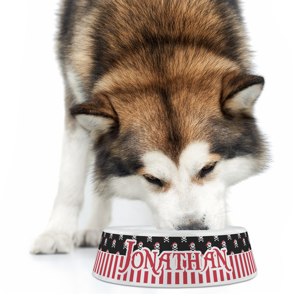Pirate & Stripes Plastic Pet Bowls - Large - LIFESTYLE