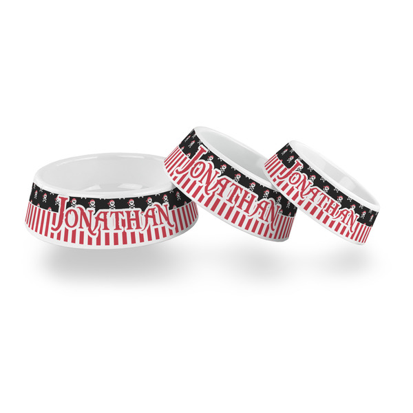 Pirate & Stripes Plastic Pet Bowls - PARENT MAIN