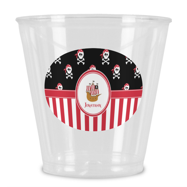 Custom Pirate & Stripes Plastic Shot Glass (Personalized)