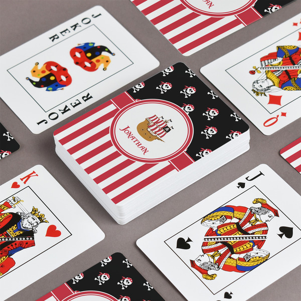 Pirate & Stripes Playing Cards - Front & Back View