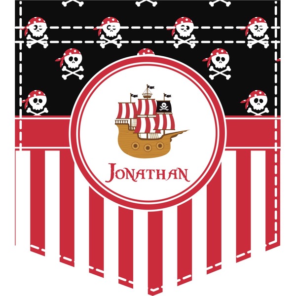 Custom Pirate & Stripes Iron On Faux Pocket (Personalized)