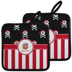 Pirate & Stripes Pot Holders - Set of 2 w/ Name or Text