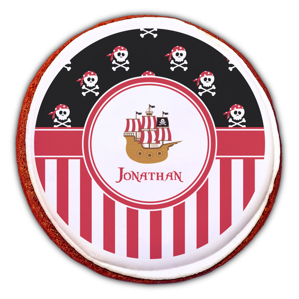 Pirate & Stripes Printed Icing Circle - Large - On Cookie