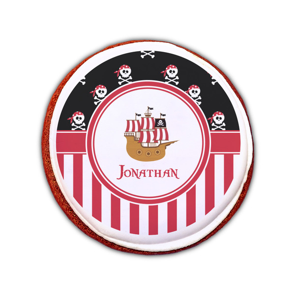 Pirate & Stripes Printed Icing Circle - Small - On Cookie