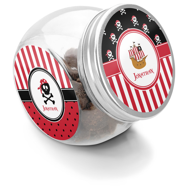 Custom Pirate & Stripes Puppy Treat Jar (Personalized)