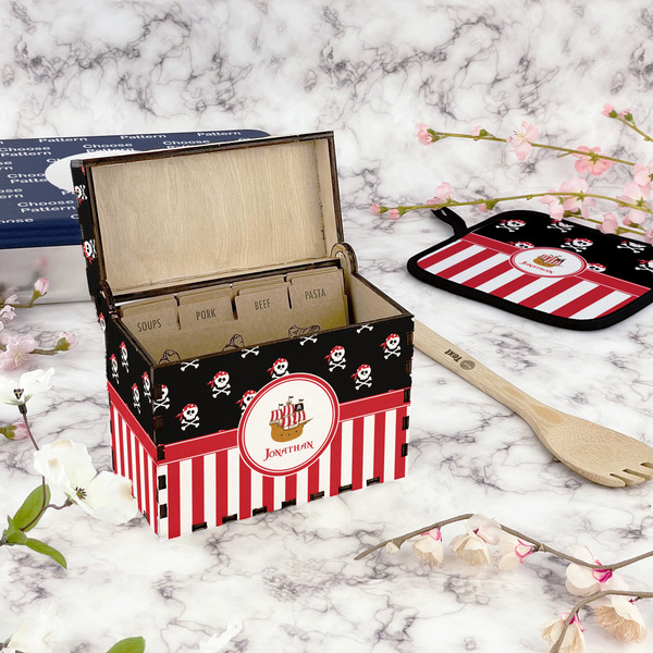 Pirate & Stripes Recipe Box - Full Color - In Context