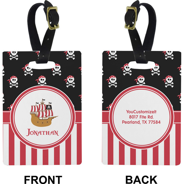Pirate & Stripes Rectangle Luggage Tag (Front + Back)