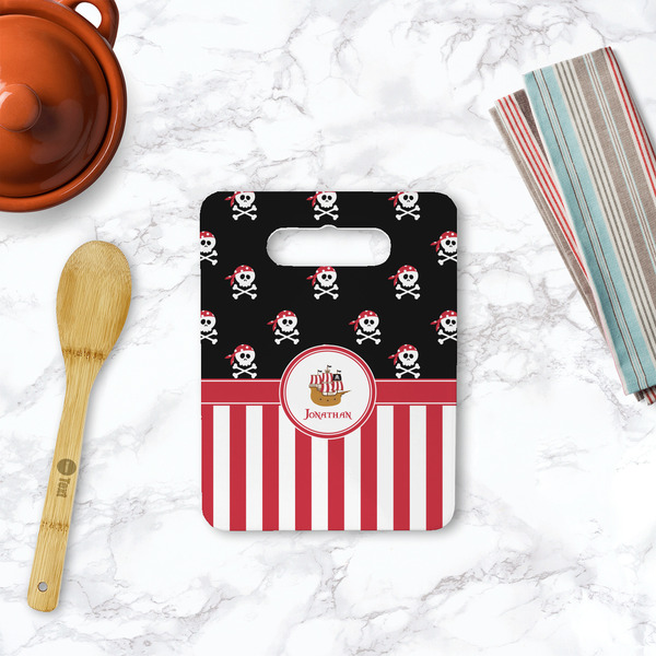 Pirate & Stripes Rectangle Trivet with Handle - LIFESTYLE