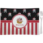 Pirate & Stripes Rectangular Glass Appetizer / Dessert Plate - Single or Set (Personalized)