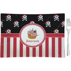 Pirate & Stripes Rectangular Glass Appetizer / Dessert Plate - Single or Set (Personalized)