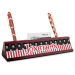 Pirate & Stripes Red Mahogany Nameplate with Business Card Holder (Personalized)