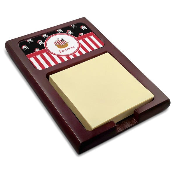 Custom Pirate & Stripes Red Mahogany Sticky Note Holder (Personalized)
