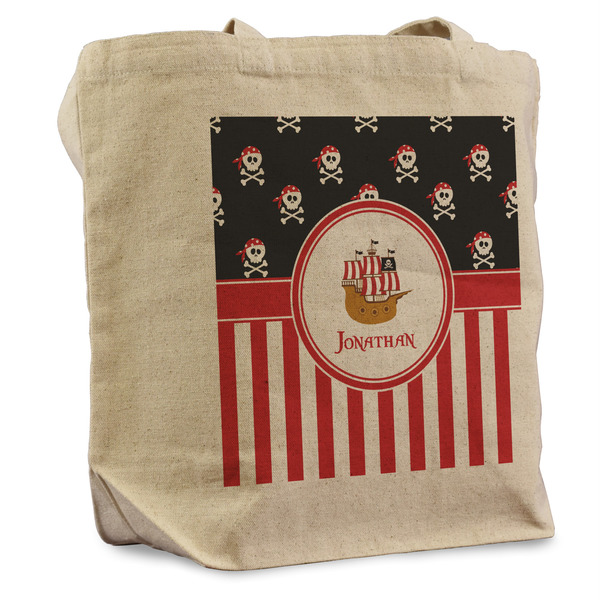 Custom Pirate & Stripes Reusable Cotton Grocery Bag (Personalized)
