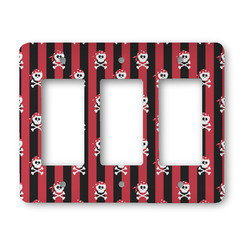 Pirate & Stripes Rocker Style Light Switch Cover - Three Switch