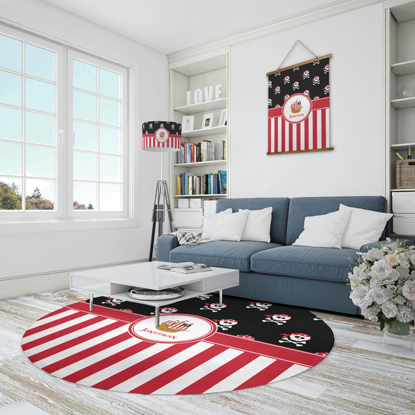 Pirate & Stripes Round Area Rug - IN CONTEXT