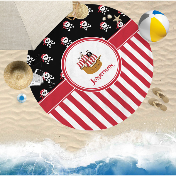 Pirate & Stripes Round Beach Towel Lifestyle