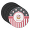 Pirate & Stripes Round Rubber Backed Coasters - Set of 4 (Personalized)
