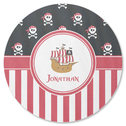 Pirate & Stripes Round Rubber Backed Coaster (Personalized)