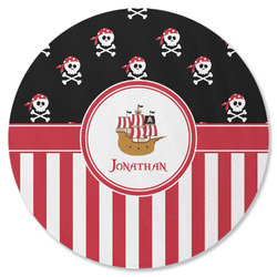 Pirate & Stripes Round Rubber Backed Coaster (Personalized)