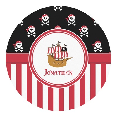 Pirate & Stripes Round Decal - Large (Personalized)
