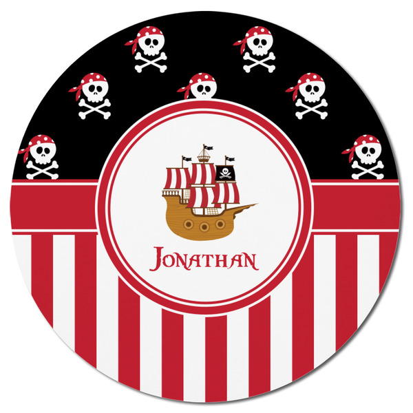 Pirate & Stripes Round Fridge Magnet - FRONT