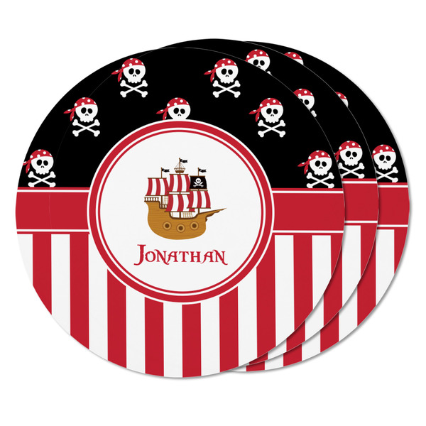 Pirate & Stripes Round Fridge Magnet - THREE