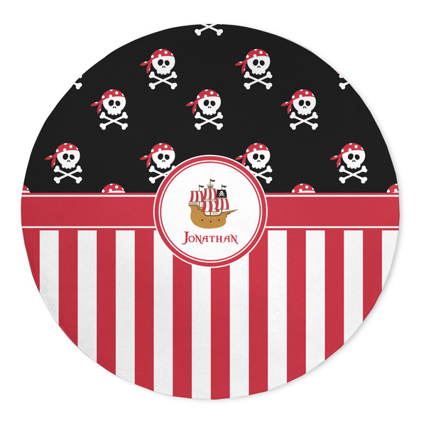 Custom Pirate & Stripes 5' Round Indoor Area Rug (Personalized)