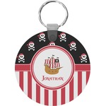 Pirate & Stripes Round Plastic Keychain (Personalized)