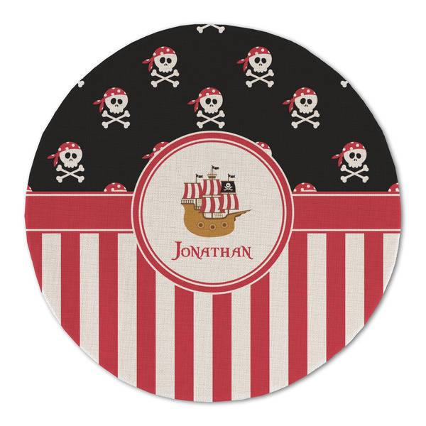 Pirate & Stripes Round Linen Placemats - FRONT (Double Sided)