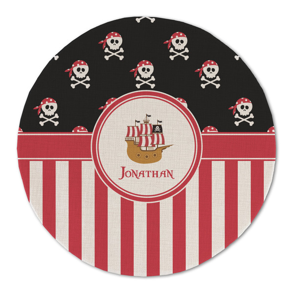 Custom Pirate & Stripes Round Linen Placemat (Personalized)