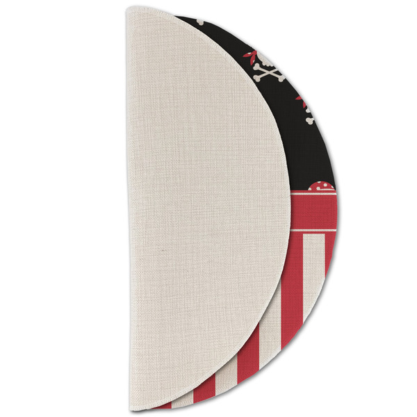 Pirate & Stripes Round Linen Placemats - HALF FOLDED (single sided)