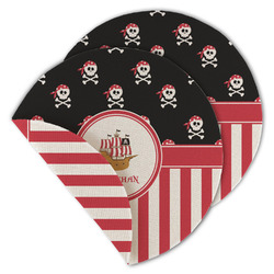 Pirate & Stripes Round Linen Placemat - Double Sided (Personalized)
