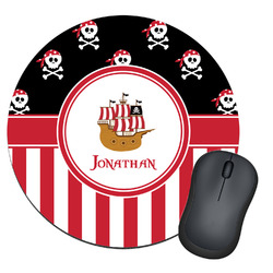 Pirate & Stripes Round Mouse Pad (Personalized)