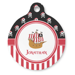 Pirate & Stripes Round Pet ID Tag (Personalized)