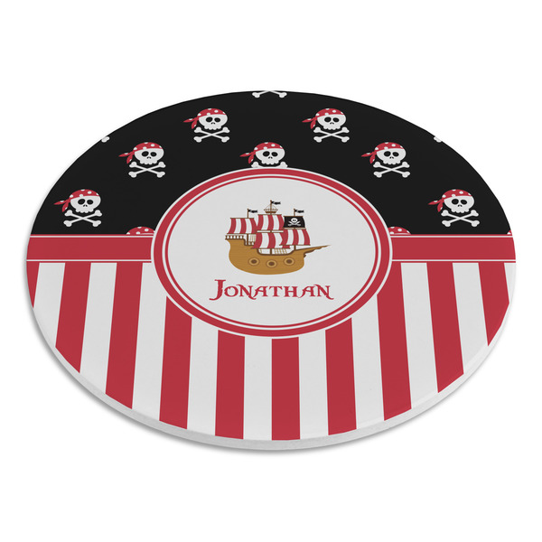 Pirate & Stripes Round Stone Trivet - Angle View