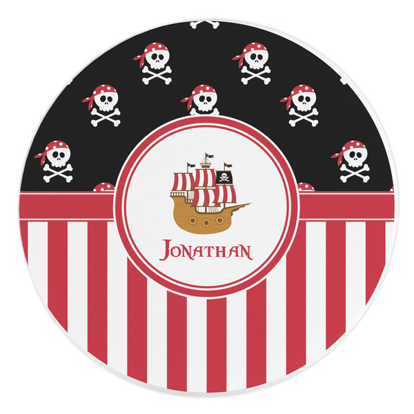 Custom Pirate & Stripes Round Stone Trivet (Personalized)
