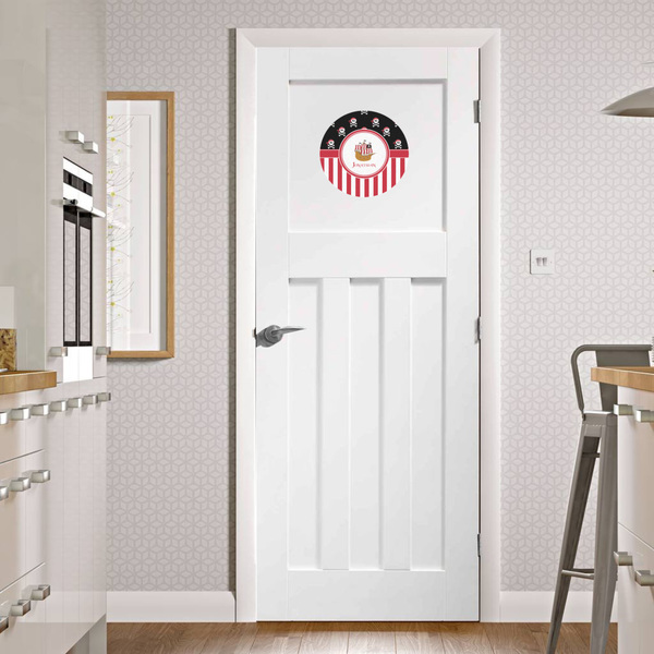 Pirate & Stripes Round Wall Decal on Door