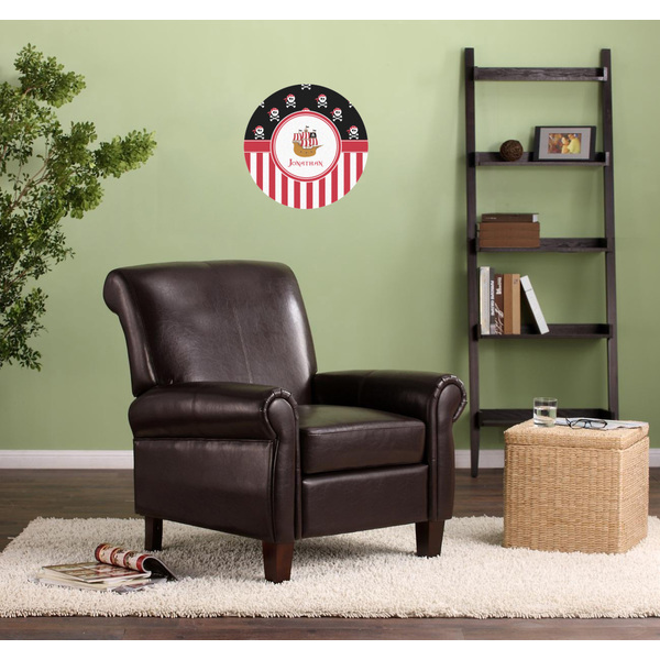Pirate & Stripes Round Wall Decal on Living Room Wall