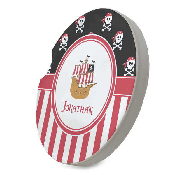 Pirate & Stripes Sandstone Car Coaster - STANDING ANGLE