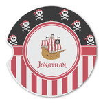Pirate & Stripes Sandstone Car Coaster - Single (Personalized)