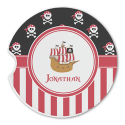 Pirate & Stripes Sandstone Car Coaster - Single (Personalized)
