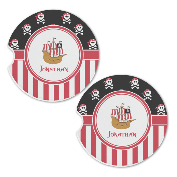 Pirate & Stripes Sandstone Car Coasters - Set of 2