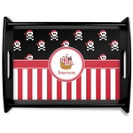 Pirate & Stripes Black Wooden Tray - Large (Personalized)