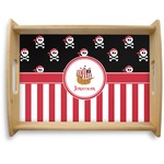 Pirate & Stripes Natural Wooden Tray - Large (Personalized)