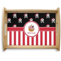 Pirate & Stripes Natural Wooden Tray - Large (Personalized)