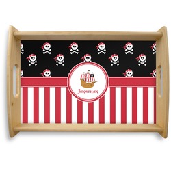 Pirate & Stripes Natural Wooden Tray - Small (Personalized)