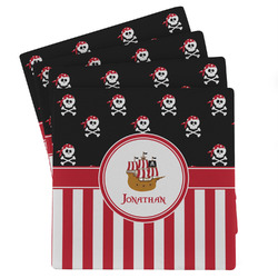 Pirate & Stripes Absorbent Stone Coasters - Set of 4 (Personalized)